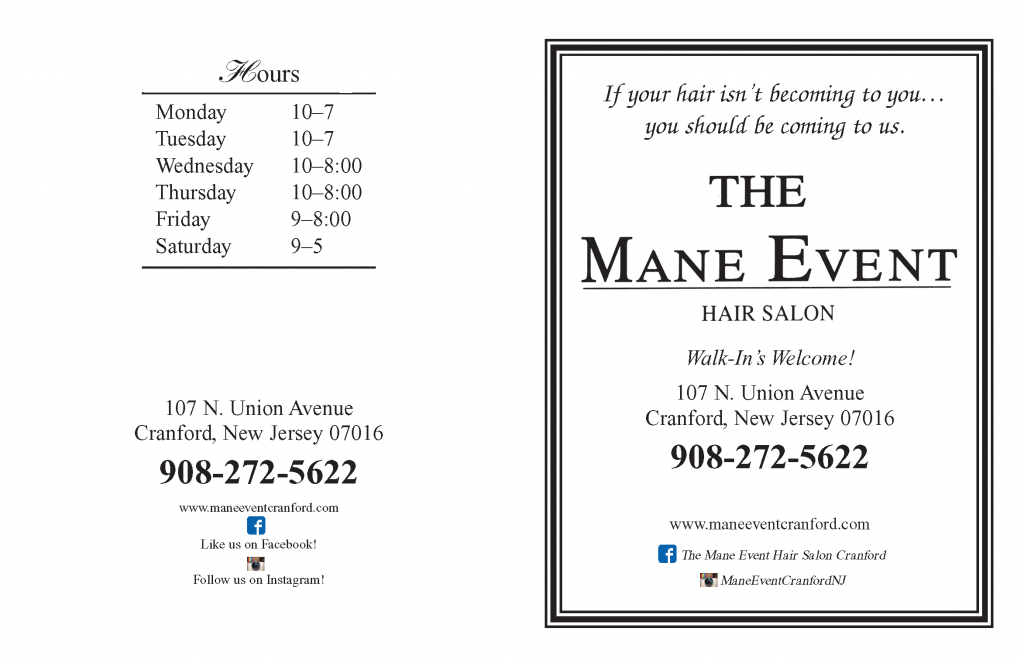 Our Menu The Mane Event Cranford